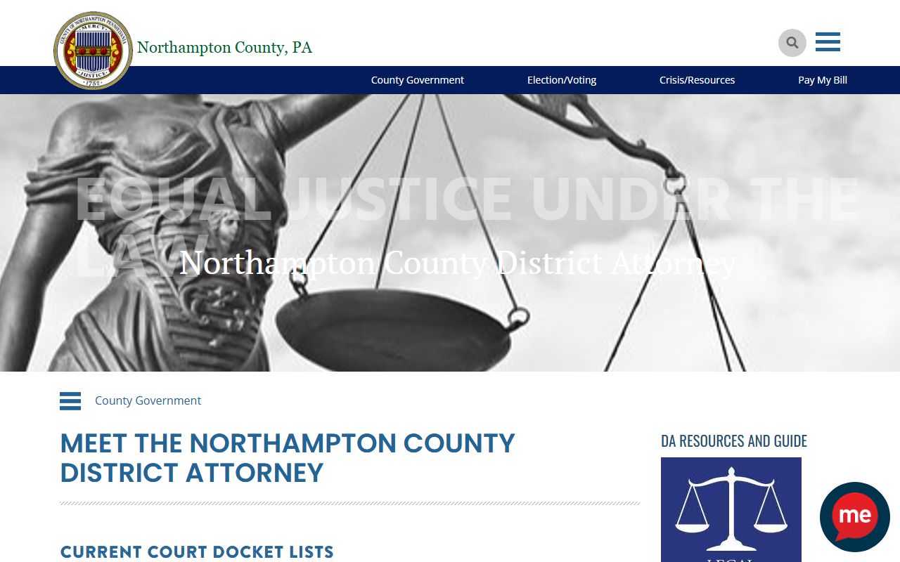 Northampton County arrest records and court charges District Attorney page