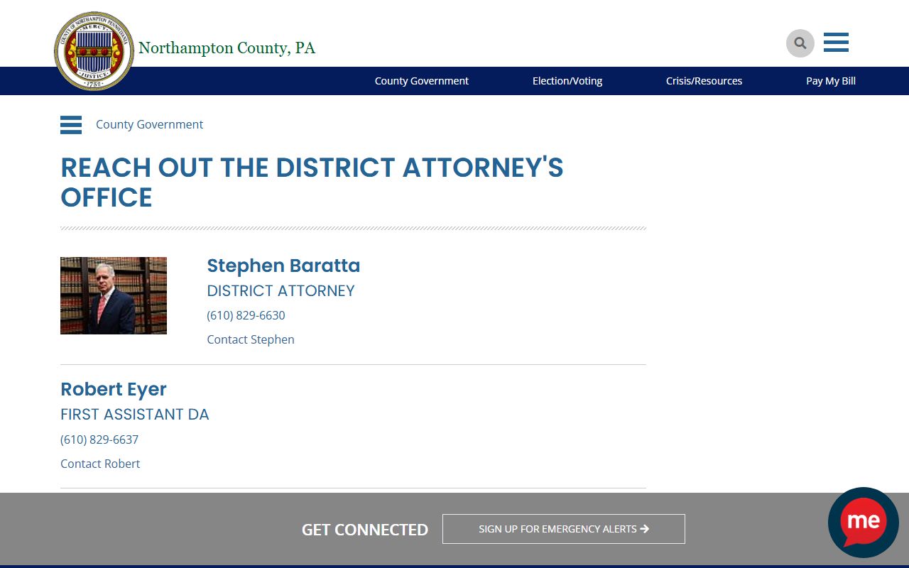 Northampton County arrest records and court charges DA contact page