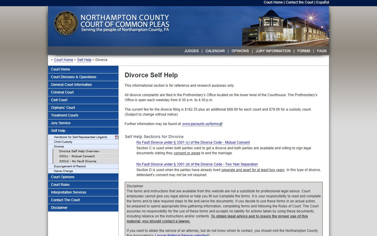 Northampton County marriage and divorce records divorce self help page