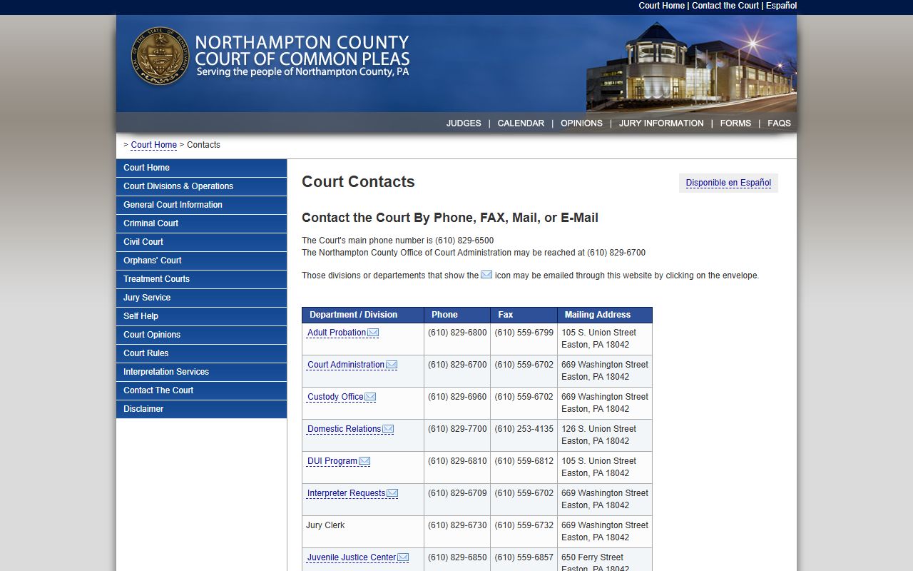 Northampton County court records court contacts