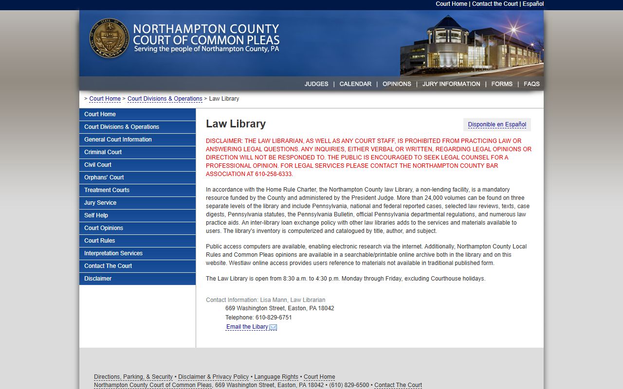 Northampton County court records Law Library