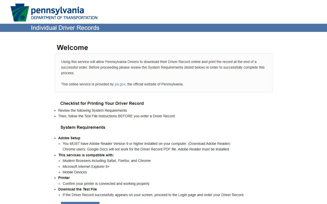 Northampton County traffic court records PennDOT individual driver records portal