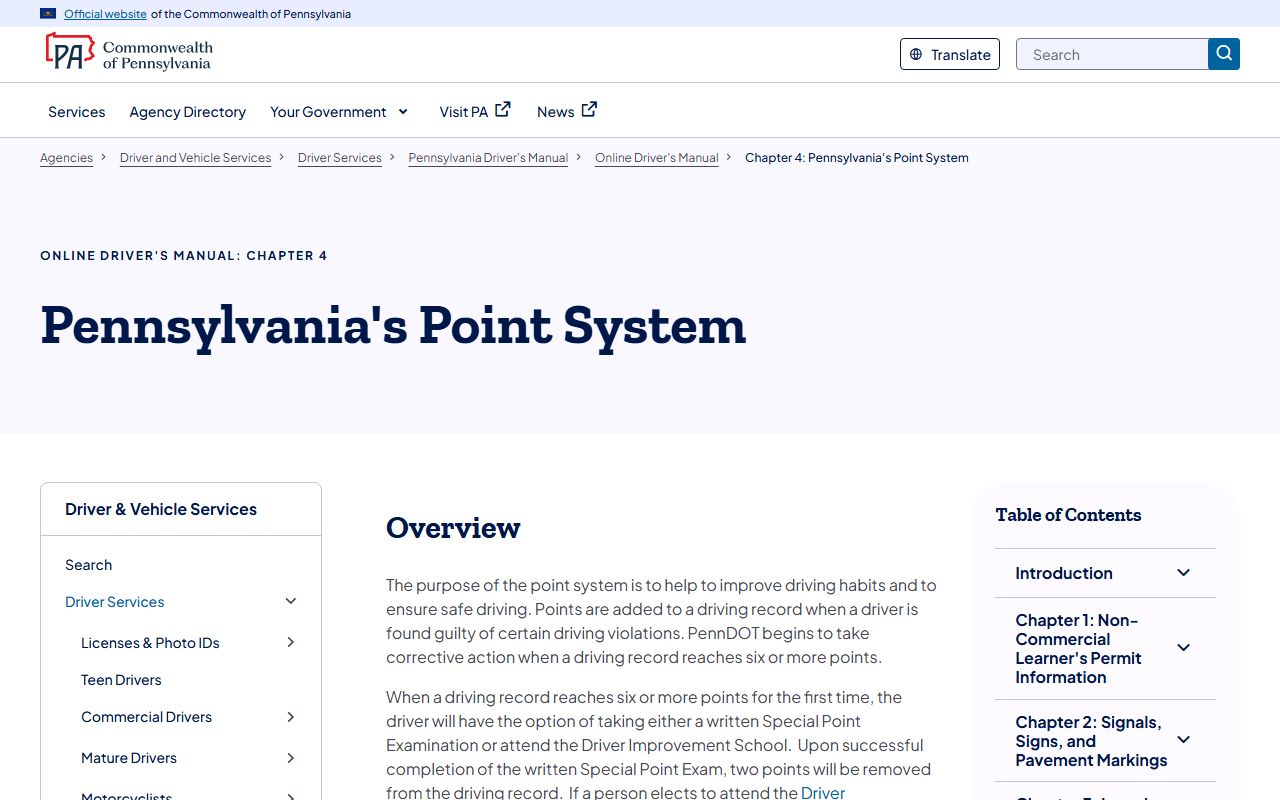 Northampton County traffic court records Pennsylvania point system