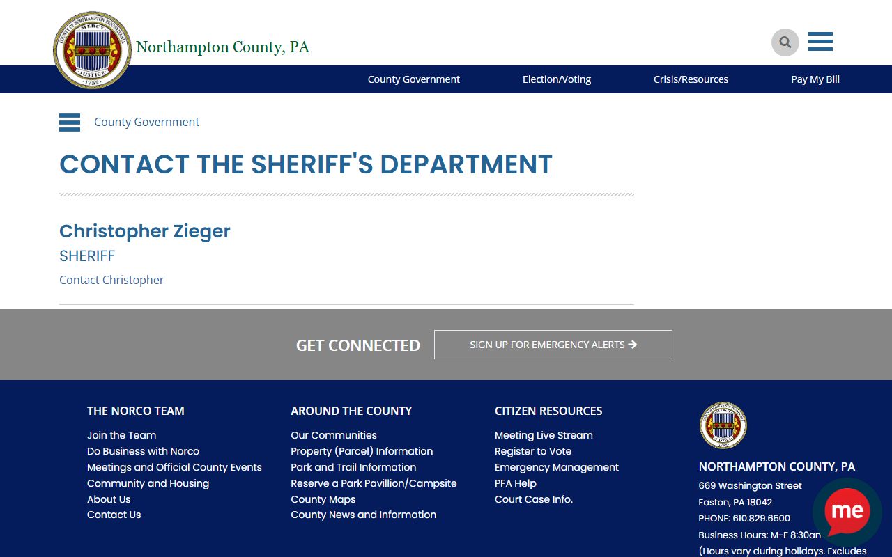 Northampton County warrant records Sheriff contact page