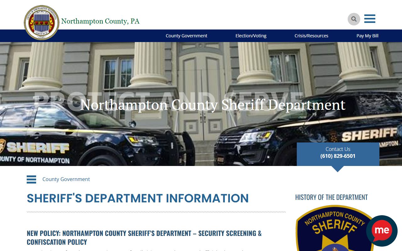 Northampton County warrant records Sheriff's Department page